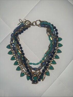 Stella & Dot Multi-Strand Teal and Navy Statement Necklace